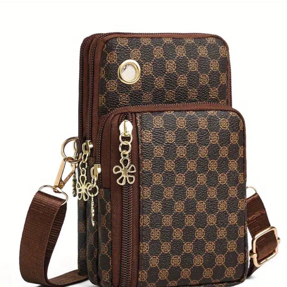 Brown Unisex Crossbody Phone Bag